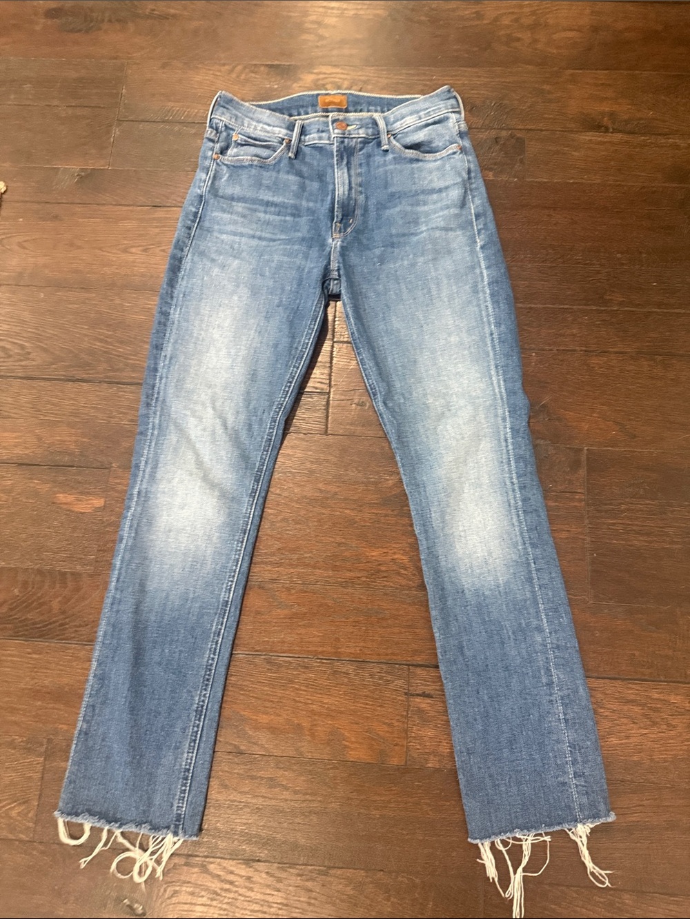 MOTHER The Mid Rise Dazzler Ankle Fray Denim Jeans - Picture 2 of 8